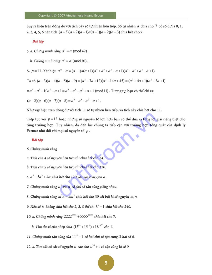 Định lý fermat nhỏ