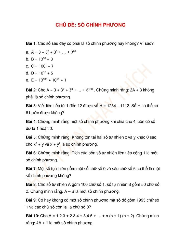 Chuyên đề số chính phương - toán 6 (1)